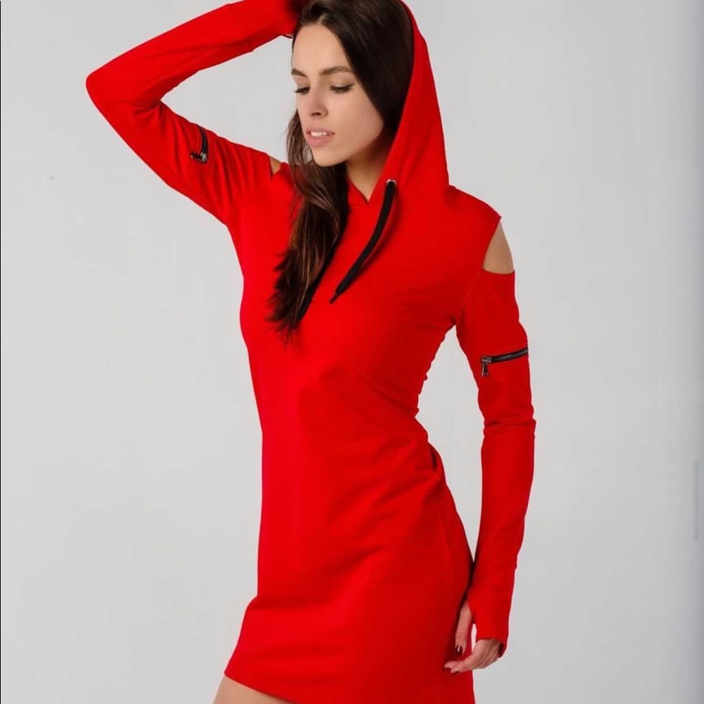 Red dress with zipper